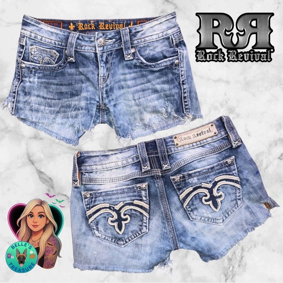 Rock Revival Pants - Rock Revival Jean Shorts Women's 27 Distressed Frayed Acid Wash‎ Cut Off Jorts
